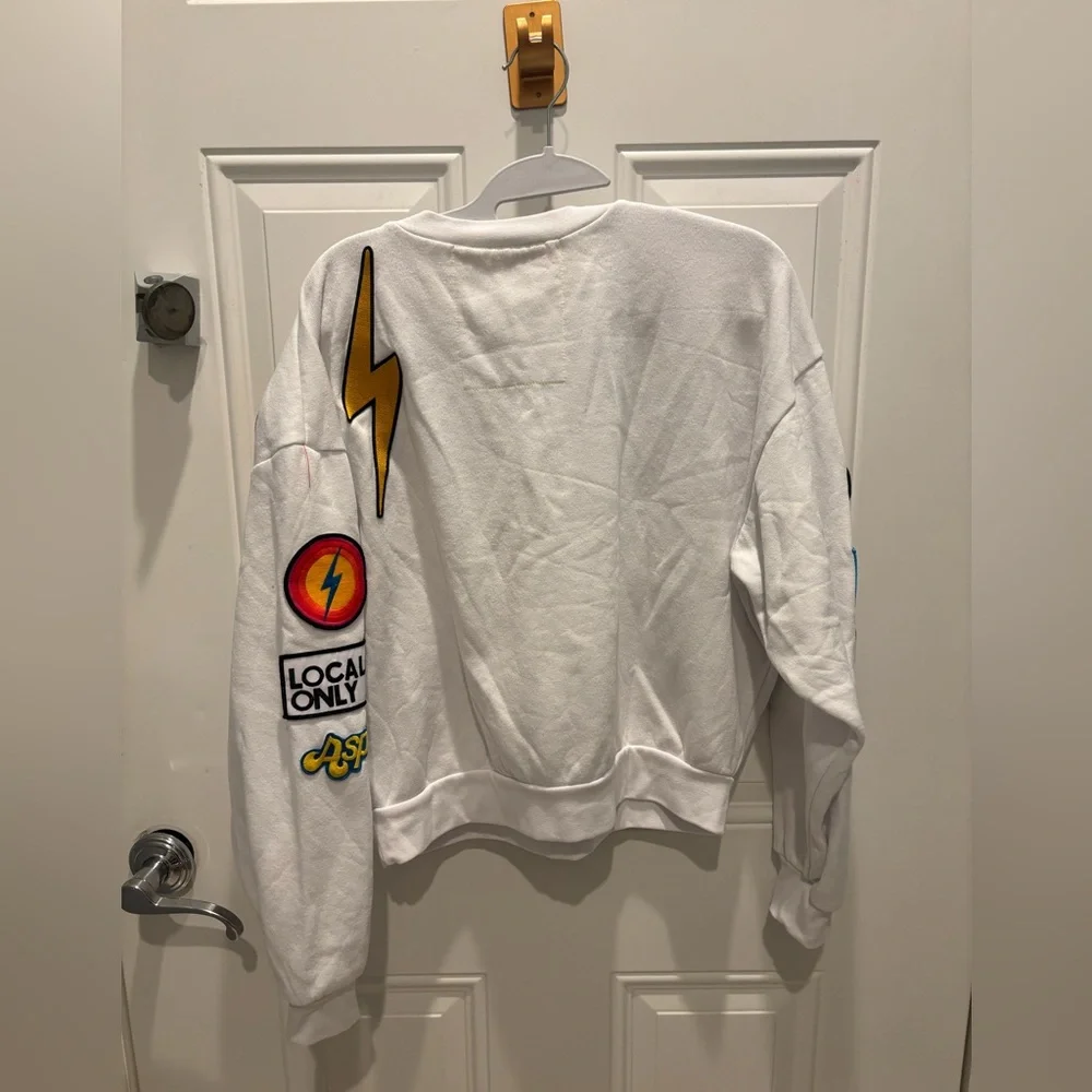 Aviator Nation VINTAGE PATCH RELAXED CREW SWEATSHIRT - WHITE XS - Picture 4 of 8